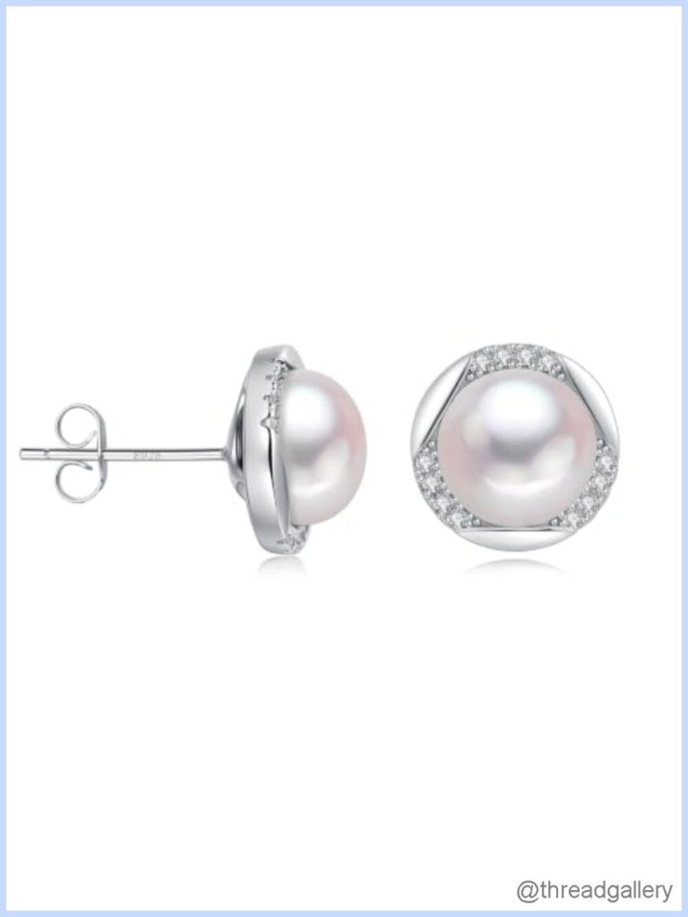 Sterling Silver Freshwater Pearl Stud Earrings 8mm